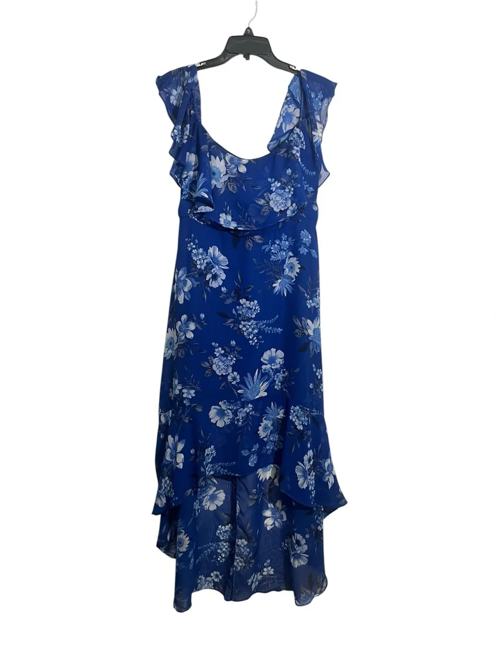 Crystal Doll Cobalt Blue Floral Dress with Black Trim ** small tear see photos** - Picture 2 of 7